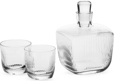 Produktbild von KROSNO Perfect Serve Gentleman Whisky Set 3er Set – 1000 ml Karaffe mit 2x 200 ml Gläsern, elegantes Design, klares Glas, ideal für Whisky & Spirituosen