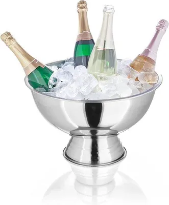 Produktbild von Famanu Champagnerkühler 15 Liter Silber - eleganter Weinkühler für Feiern