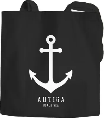 Produktbild von Jutebeutel Anker Nautical Sailor Segeln Autiga® schwarz 2 lange Henkel