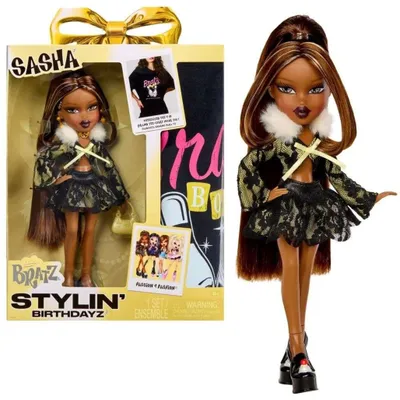 Zdjęcie produktu dla Bratz Stylin' Birthdayz Doll- Sasha, Lalka modowa, Damski, 6 lat(a), Chłopak, dziewczyna, Wielobarwny