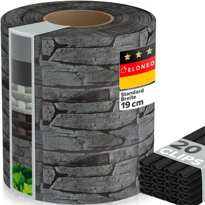Produktbild von ELONEO PVC Sichtschutzstreifen für Doppelstabmattenzaun, 1 Rolle, 35m x 19cm, Stein