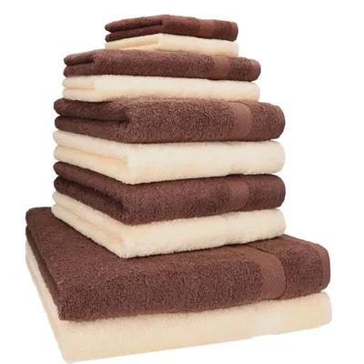 Produktbild von Betz 10-tlg. Handtuch-Set PREMIUM CLASSIC 2 Duschtücher 4 Handtücher 2 Gästetücher 2 Seiftücher Farbe: nussbraun & beige