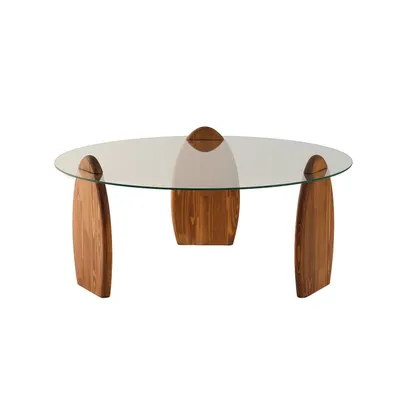 Produktbild von Skye Decor, Surf - Chesnut, Transparent, Couchtisch, Kastanie, 100 % gehärtetes Glas, 90 x 90 x 41 cm