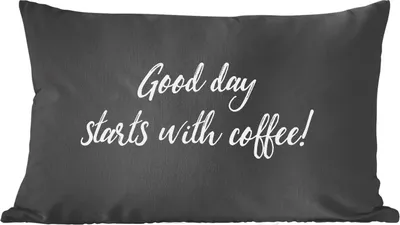 Produktbild von MuchoWow® Zierkissen Sofakissen Wohnzimmer Dekokissen 50x30 cm Zitate - Ein guter Tag beginnt mit Kaffee! - Sprichwörter - Kaffee - Wohnzimmerdekoration - Polster mit Photo