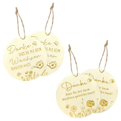 Productafbeelding van Set van 4 Houten Bloemenstekers voor Bloempot Decoratie