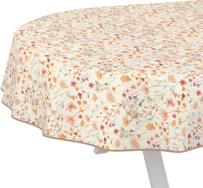 Produktbild von Tischdecke Alessia-Wildblumen Orange-Beige Oval 280x140cm Band