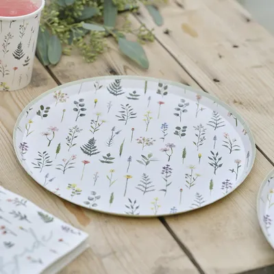 Papierteller Blumenmotiv 8 Stück 24 cm mehrfarbig