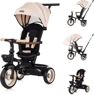 Obrázok produktu pre Chipolino trojkolka, Trojkolka Urban riadidlá so svetlom, skladacie, otočné sedadlo, košík béžová