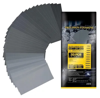 Produktbild von Schleifpapier Set 33 Stück Nass & Trocken 23 x 9.5 cm Feine Körnung 180-5000