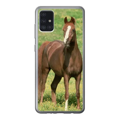 Produktbild von MuchoWow® Handyhülle Schutzhülle Hülle für Samsung Galaxy A52 5G Pferde - Gras - Braun Silikon Softcase Handy Hülle - Umschlag