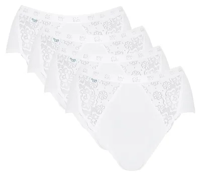 Productafbeelding van Sloggi dames slip - Chique, midi model, 4-pack, effen wit, maat M