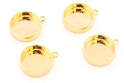 Produktbild von Vintageparts Fassung 12mm Cabochons Messing 18K vergoldet
