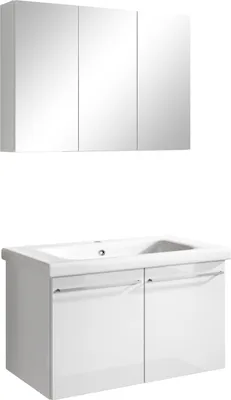 Produktbild von Badmöbel Set Corsica 2 tlg. Hochglanz Weiss Spiegelschrank Waschbeckenschrank 80cm