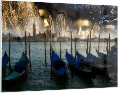 Produktbild von Bilder auf glas - Gondel Wasser Kanal - 120x80cm - Glasbilder - Wandbilder - Kunstdruck - zum Aufhängen bereit - Wanddekoration aus Glas - Glas Bilder - Wandbild auf Glas - Einteilig - GAA120x80-0250