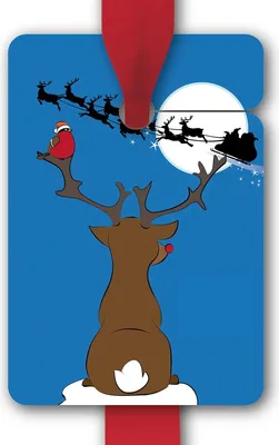 Produktbild von 8 Geschenkanhänger mit Rudolf und Weihnachts Schlitten