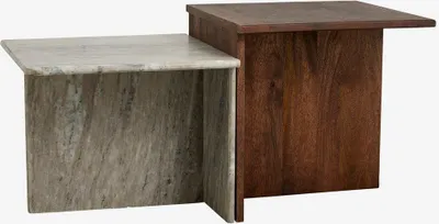 Produktbild von Beistelltisch Odra 50x50cm aus Mangoholz - Grau/Dunkelbraun