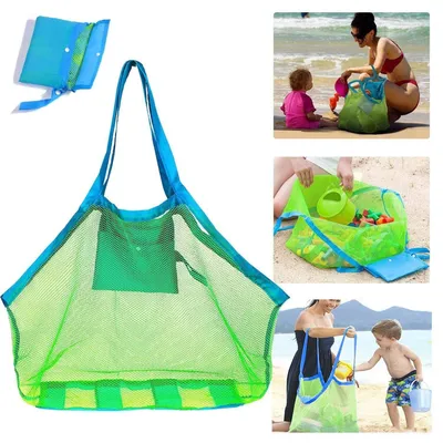 Produktbild von Set aus 3 Netzbeuteln, leicht, für Strand und Schwimmausrüstung, 3-teilig, für Kinder
