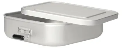 Immagine prodotto di Quadrado small storage tin - Robusta lunch box in alluminio con morsetti, ideale come lunch box o snack per il lavoro e la scuola - argento