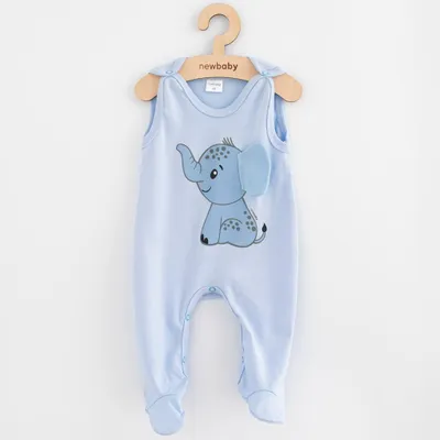 Immagine prodotto di Nuovo: tutina per neonati Baby Happy Elephant in cotone blu, taglia 74 (6-9 mesi)