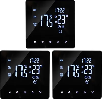 Obrázek produktu pro 3X Digitální termostat Pokojový termostat pro ohřev vody Programovatelný regulátor teploty pro podlahové vytápění Vnitřní teploměr Nástěnný termostat, černý