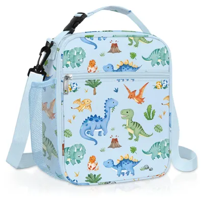 Isolierte Lunchtas Dinosaurier, 23x26x11 cm, blau, für Jungen