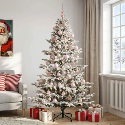 Obrázok produktu pre Umelý vianočný stromček s vianočnými ozdobami, výška 240 cm, 300 LED svetiel
