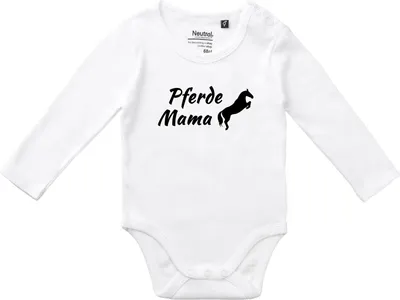 Produktbild von Huuraa Baby Body Pferdemama Silhouette 74 White  Baumwolle Fairtrade Langarmbody Geschenkidee