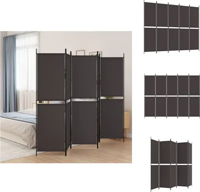 Obrázok produktu pre vidaXL 5-dielny paraván hnedý 250x200 cm látka - oddeľovač miestností