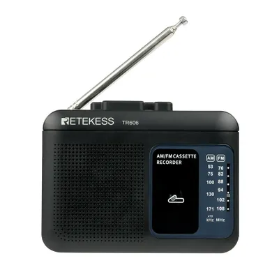 Produktbild von Retekess TR606 Tragbarer Kassettenspieler, FM-AM-Radio, Walkman-Kassettenrekorder, 3,5-mm-Kopfhöreranschluss, spielt alte Kassetten ab (schwarz)