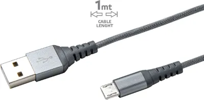 Produktbild von Celly USBMICRONYLSV, 1 m, USB A, Micro-USB A, USB 2.0, Männlich/Männlich, Silber