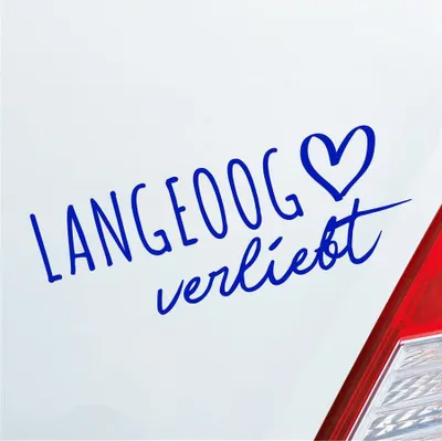 Produktbild von Auto Aufkleber Langeoog verliebt Herz Insel Nordsee Liebe Car 19x7 cm Dunkelblau Sticker Heckscheibenaufkleber