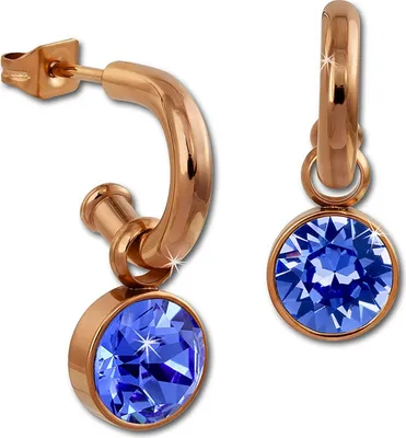 Image de Amello Boucles d'oreilles en acier fin Boucles d'oreilles bleu zirconiums scintillants or rose ESOS51B