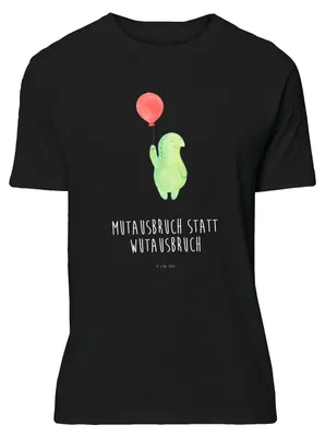Produktbild von Mr. & Mrs. Panda Shirt Schildkröte Luftballon - Schwarz - Geschenk, oberteil, T-Shirt, Motivationsspruch, Schildkröten, Tshirt, Jersey-Shirt, S