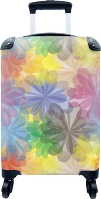 Produktbild von MuchoWow® MuchoWow® Koffer Handgepäck Trolley Rollkoffer Kleine Reisekoffer mit 4 Rollen - Regenbogen - Blumen - Abstrakt - Muster - Cabin Size < 55x40x23 cm & 55x40x20 cm - Fotokoffer - Kabinenkoffer