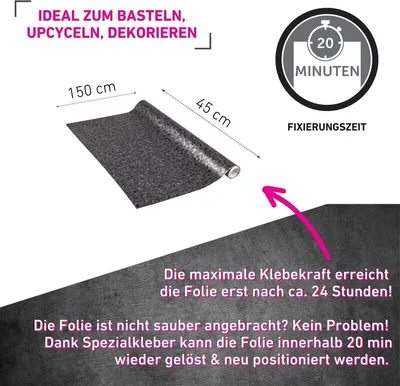 Produktbild von Klebefolie Granit anthrazit - 90x210cm