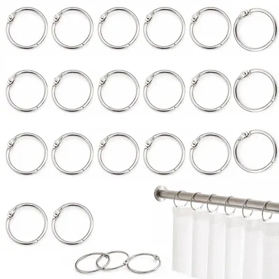 Obrázok produktu pre Kovové krúžky na závesy, veľkosť 45 mm, 20 kusov, vhodné na závesy do sprchy