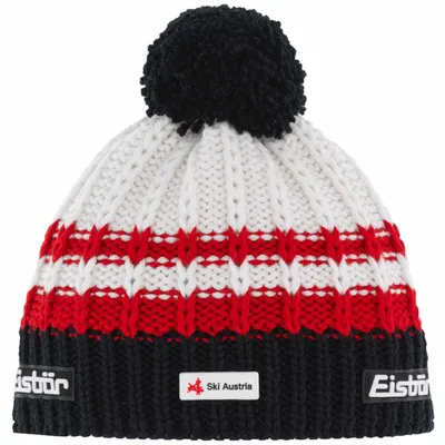 Produktbild von Eisbär Kova Pompon SKA Uni Winter-Strickmütze mit Fleeceband Schwarz/Ardea/Weiß, 33136-309 - Gr. One Size