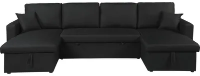 Produktbild von Panorama-Ecksofa mit Stoffbezug "Alain" - 4-Sitzer - Schwarz