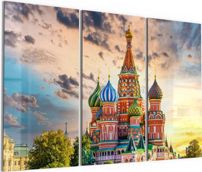 Produktbild von DEQORI Glasbild Echtglas 3x50x100 cm 'Basilius-Kathedrale' Wandbilder XXL groß