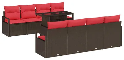 Obrázek produktu pro vidaXL Zahradní set sedaček, 9 kusů, hnědá barva, polyratan
