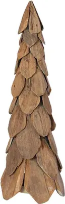 Image de Sapin de Noël avec support Marron 80 cm Bois de teck solide