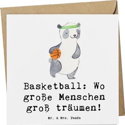 Produktbild von Mr. & Mrs. Panda doppelkarte Basketball Träume - Weiß - Geschenk, Taktik, faltkarte, Sportler, Geschenke, Teamarbeit, Sportarten, Teamsport, Grußkarte, Sport, anlasskarte