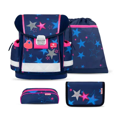 Belmil Classy ergonomisches Schulranzen-Set 4-teilig "Sparkling Star" mit Brustgurt