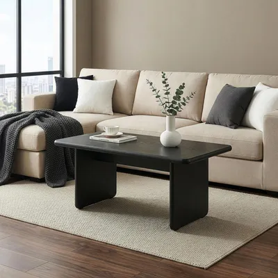 Image de Table basse « Gäljami » en MDF, rectangulaire, 100 x 55 x 44 cm, noire