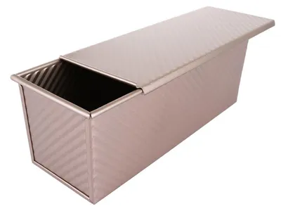 Obrázek produktu pro Forma na pečení chleba s víkem, rozměry 32x12x11,5 cm, vyrobená z uhlíkové oceli s nepřilnavým povrchem