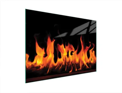 Produktbild von Glasschneidebrett 40x30 cm aus gehärtetem Glas, Motiv Feuer, mit rutschfesten Silikonfüßen