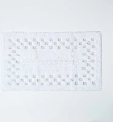 Image de HOMESCAPES Tapis de bain carreaux blanc 45 x 75 cm