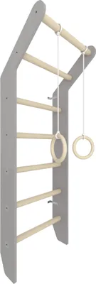 Image de Espalier Toddler Gris | Chambre d'enfant Bois Enfants Structures de jeux indoor Anneaux de gymnastique Mur d'escalade