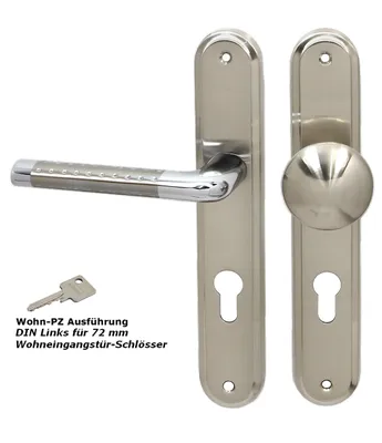Produktbild von Türbeschlag 1387-M LS Wohn-PZ DIN Links Chrom - Niro Türgriffe