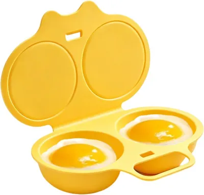 Immagine prodotto di Cuocitore per uova alla coque per microonde - Adatto per 2 uova - Con coperchio e manico - Rivestimento antiaderente - Cottura rapida - Cuocitore per uova per microonde